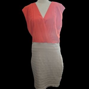 Express Coral and Cream Mini Skirt